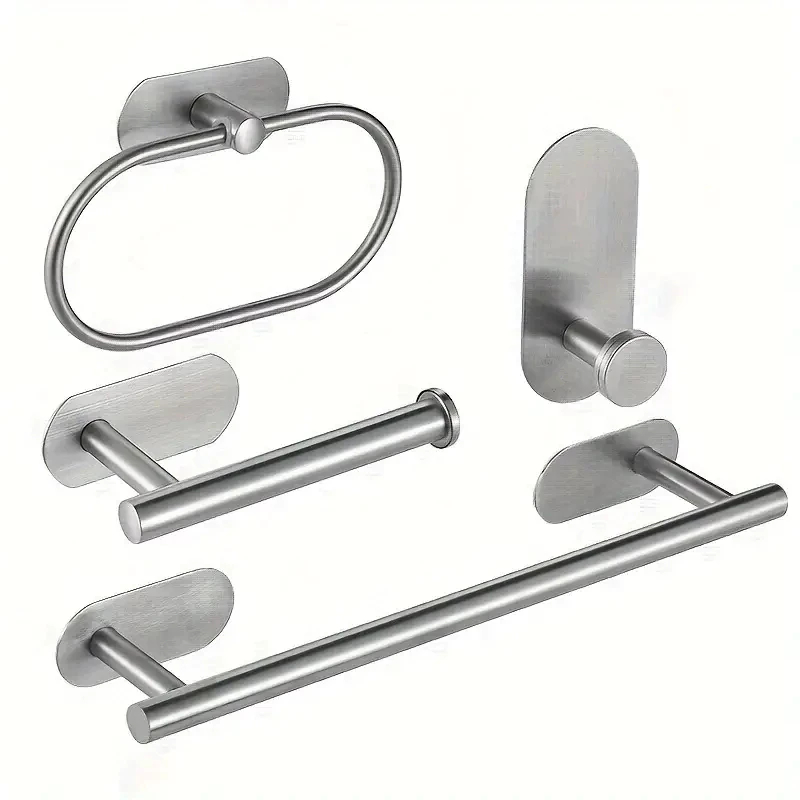 Porta Suporte Acessorios para Banheiro Toalheiro Toalha Kit com 4 Peças Aço Inox