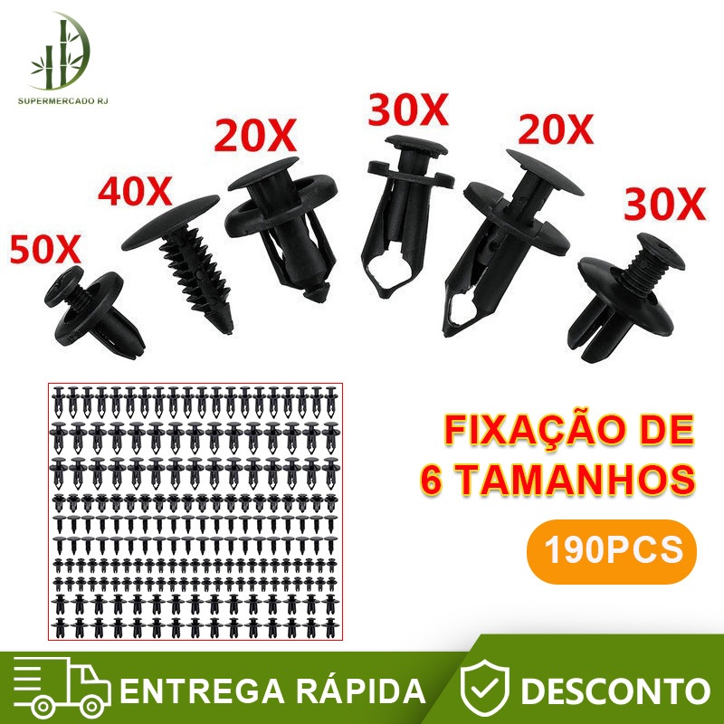 190pcs 6 Tamanhos Clip de Fixação de Peças de Plástico Pára-choques Para Guarnição Automotiva , Pára-Choques E C