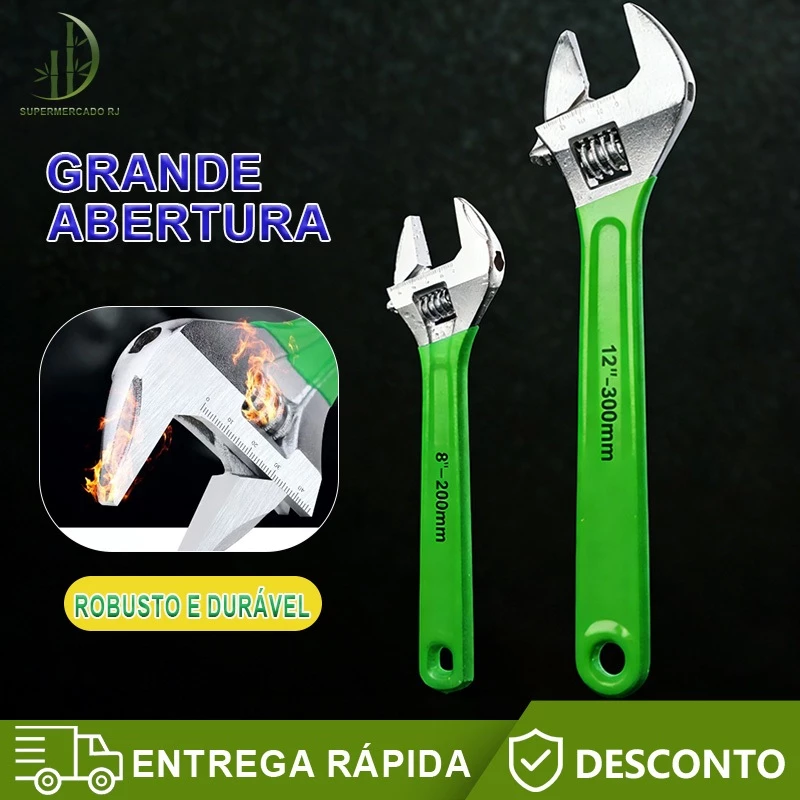 2 Peças Chave Inglesa Boca Ajustável 8 10 12 Polegadas Cabo Emborrachado