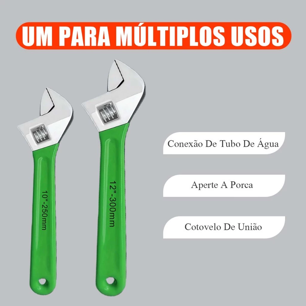 2 Peças Chave Inglesa Boca Ajustável 8 10 12 Polegadas Cabo Emborrachado