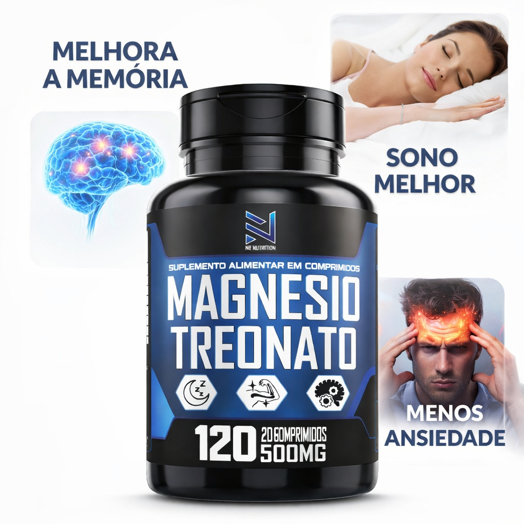 Magnésio Treonato L-Treonato 120 Comprimidos 500mg Memória, Sono ...