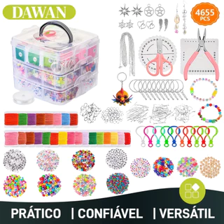 Kit 4655 Peças De Fazer Miçangas Completo Para Fabricação Joias Pulseira Confecção E Pulseiras Full Beam Jóias