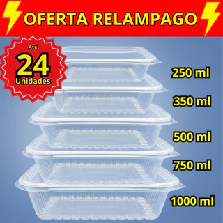 Kit Pote Embalagem Marmita 1000 ml 500 ml 350 ml 250ml 750 ml Microondas e Freezer Descartavel