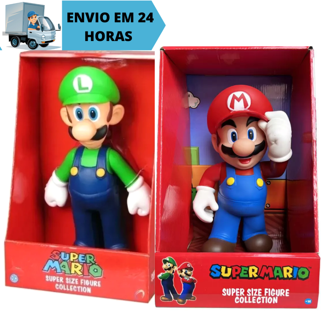 Combo Kit 2 Bonecos Mario e Luigi Vinil Collection Brinquedo Jogo 23cm Colecionável Brinquedo em Oferta na Shopee