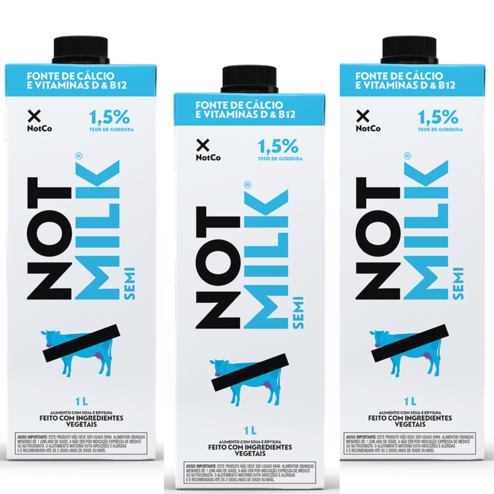 Kit 3 Caixas Not Milk Semi Leite Vegetal 1L – Equilíbrio, Leveza E