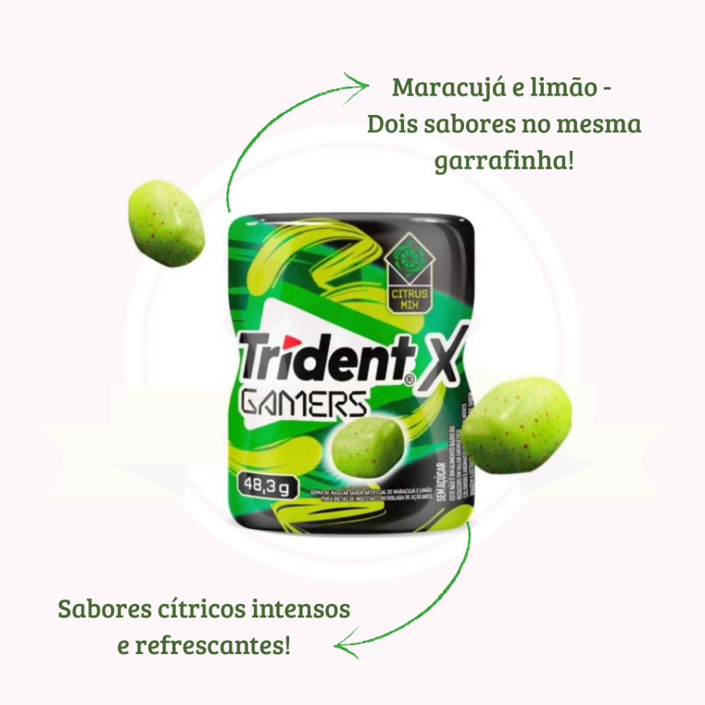 Kit 2 Trident X Gamers Sortidos Chiclete Sem Açúcar Acid Berry +