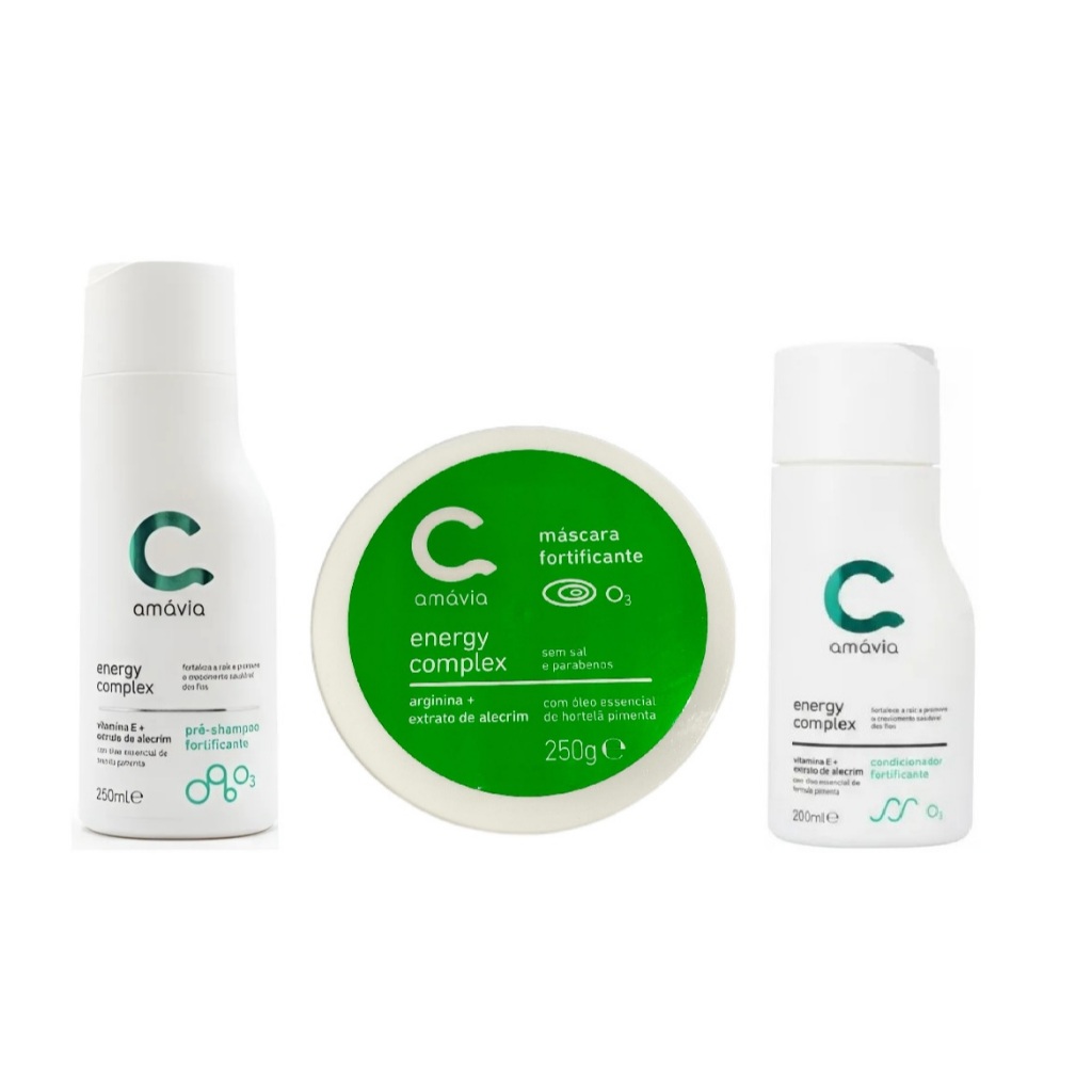Amávia Kit Shampoo, máscara e condicionador energy complex