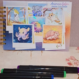 Livro de Colorir Animais Fofos/40 folhas de desenhos para pintar + 40 miniaturas modelo/ em Oferta na Shopee