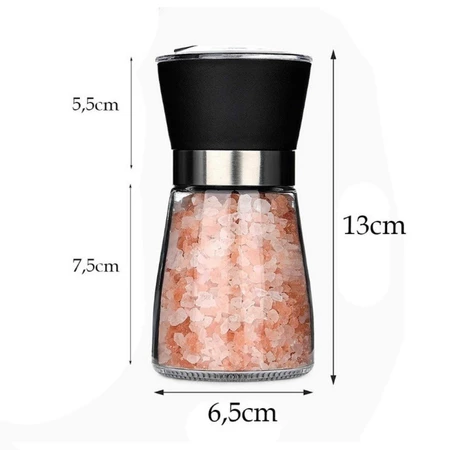 Moedores de especiarias em vidro detalhe em aço inox premium 