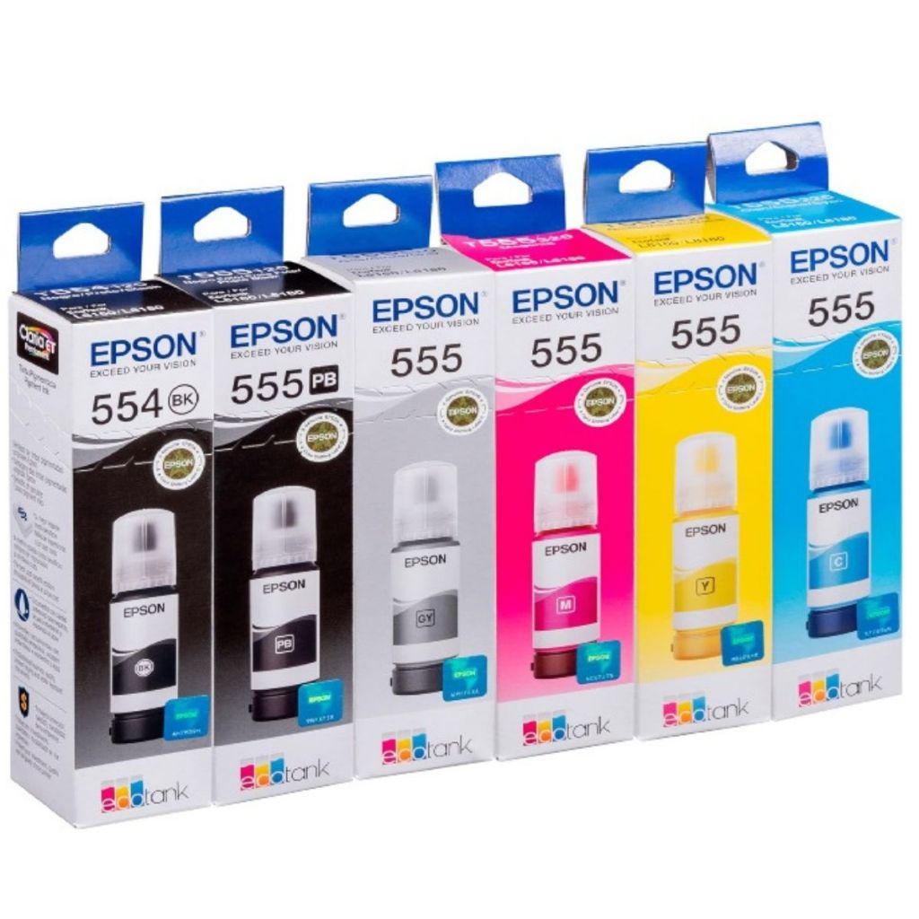 kit 6 tinta refil T554 T555 para impressora epson l8160 l8180 ...