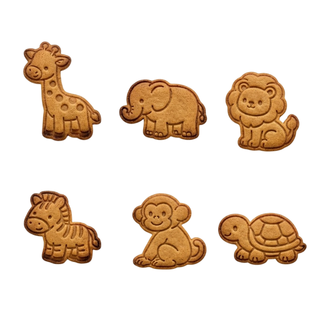 Kit 6 Cortador Marcador Cookie Animais Do Zoológico