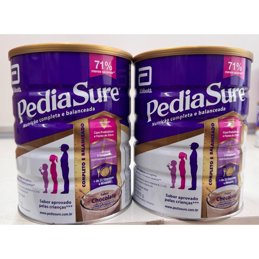 KIT C/ 2 LATAS PEDIASURE SABOR CHOCOLATE 850 G CADA LATA | Shopee Brasil