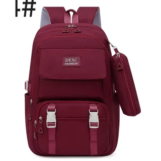 Mochila Escolar Com Estojo De Grande Capacidade Para Estudante Feminina Nylon Impermeavel