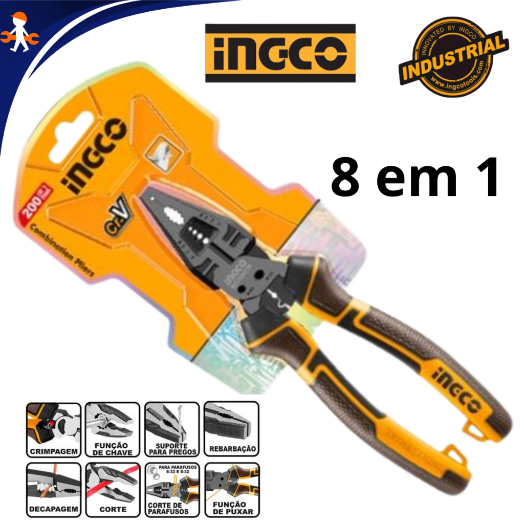 Alicate Multifuncional 8x1 200mm Ingco HMFCP28200 Industrial