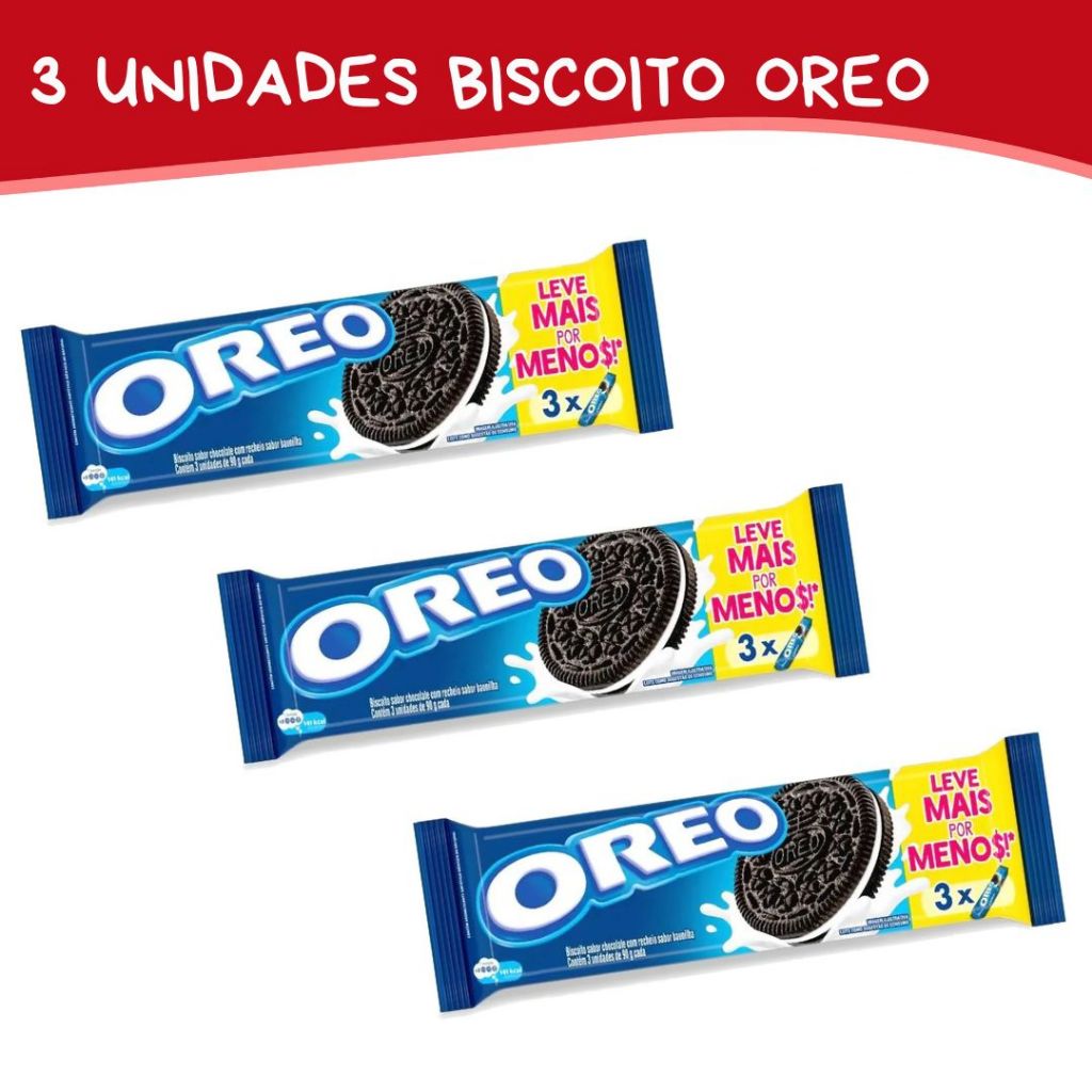 Kit com 3 Unidades Biscoito Oreo 270g | Biscoito de Chocolate com ...