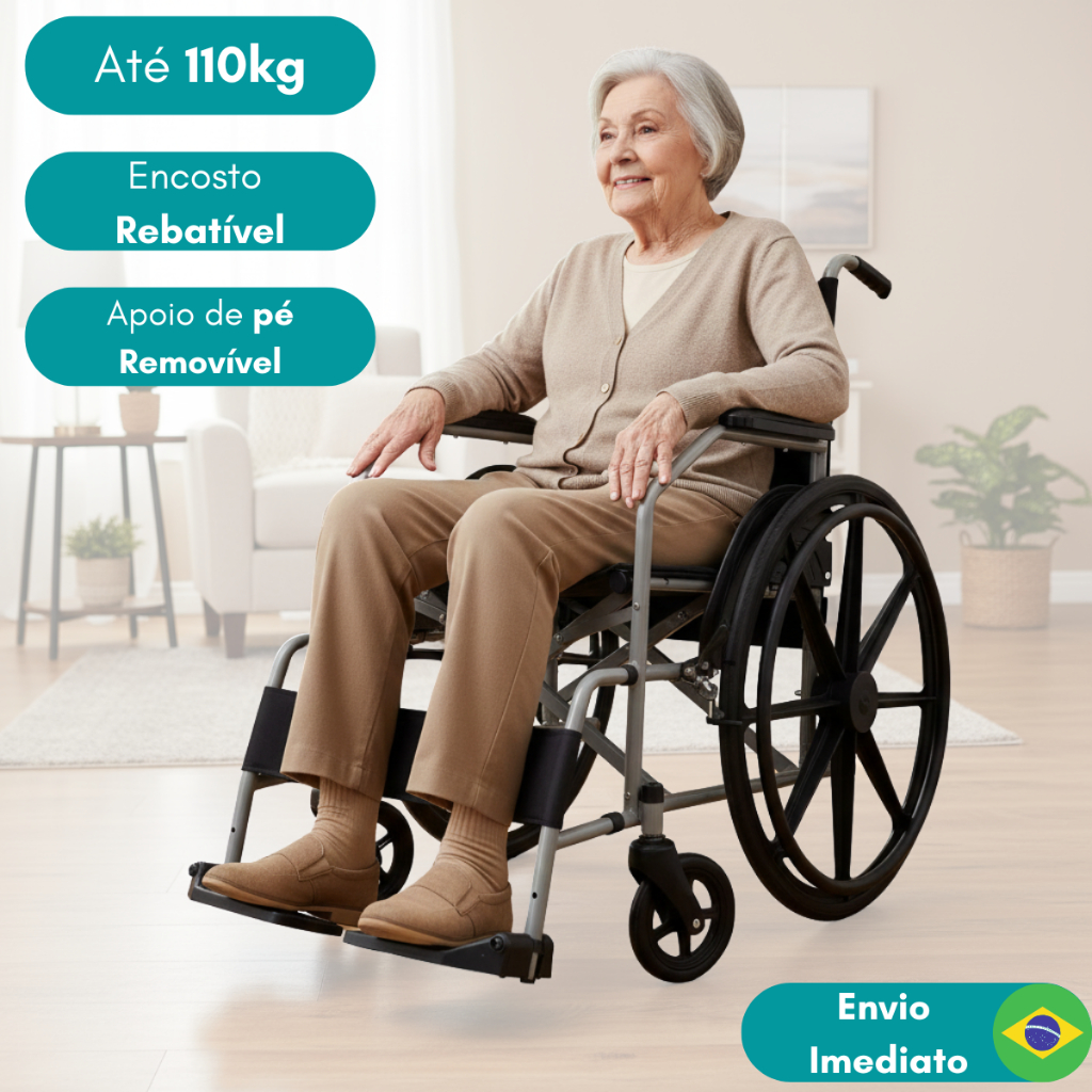Cadeira de Rodas Dobrável Até 110Kg Dellamed Compacta Leve Idoso ...