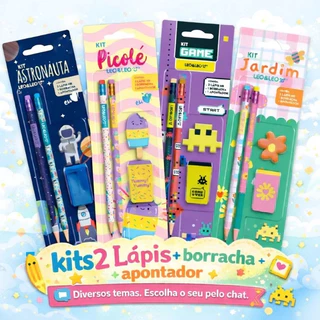 Kit Lápis HB Personagens Leo&Leo (c/ 2 Lápis com Borracha e Apontador)