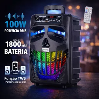 Caixa de Som LED Bluetooth Potencia 100W RMS Caixa Portátil De Som Bluetooth TWS Hoopson em Oferta na Shopee