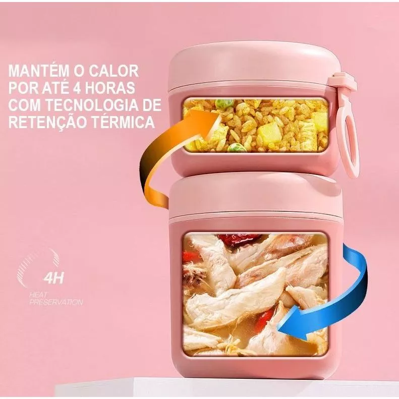 Marmita inox aberta mostrando compartimento interno