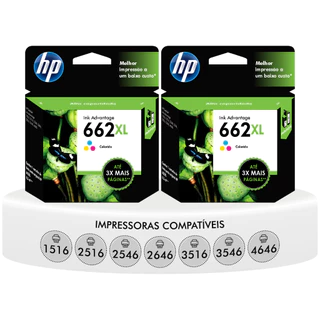 Kit 2 Cartuchos HP 662 XL Ink Advantage Original Colorido Para Impressoras