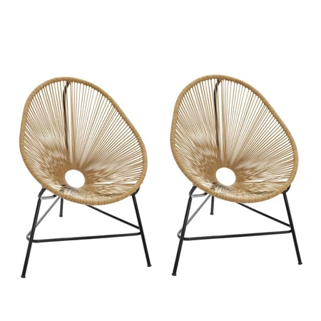 Kit 2 Cadeiras Acapulco Fio Fibra Sintética Área Externa Interna Varias Cores Varanda Moderna Trançada Resistente Mesa