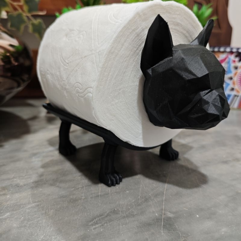 Suporte Papel Higiênico Bulldogue Low Poly
