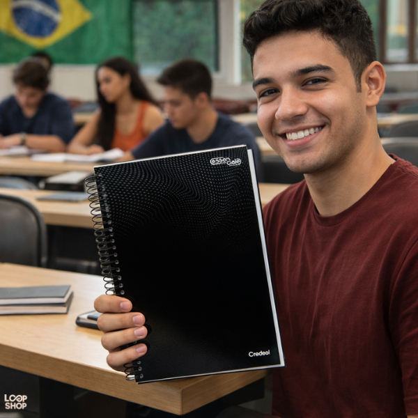 Caderno Universitário Simples 10 Matérias 160 Folhas A4 Preto Básico Escolar