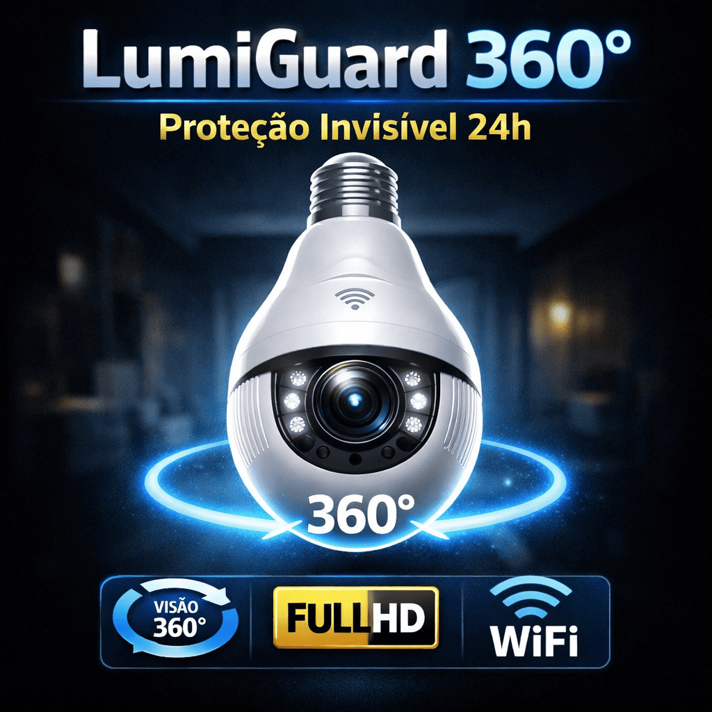 Câmera Lâmpada de Segurança com Visão Noturna IP Wi-Fi 360° FullHD ...