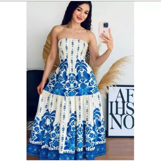 Vestido Tropical Longo Tomara que Caia Estampado – Moda Feminina 2025 ENTREGA RAPIDA em Oferta na Shopee