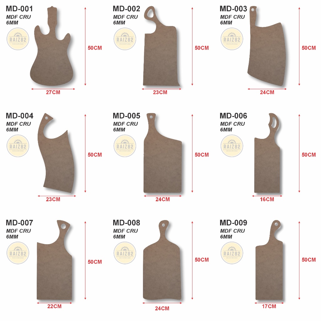 Molde Tábua de carne, Gabarito Tábua de corte MDF Cru 6mm KIT 6 ...