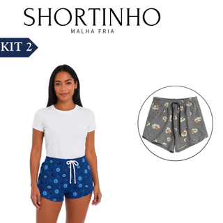 Kit 2 Shortinho Malha Fria estampado Super Fresquinho ideal uso diário descanso dormir