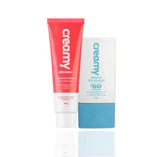 Creamy Skincare Protetor Solar Watery Fluid FPS50 e Hidratante Calming Cream