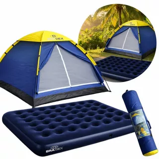 Barraca Camping 4 Pessoas Com Colchão Inflável Casal Kala em Oferta na Shopee