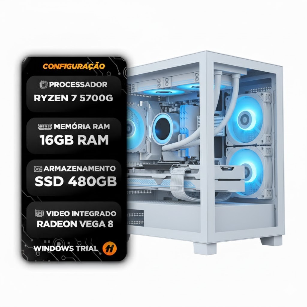 Pc Gamer Ryzen 7 5700G 16GB DDR4 SSD 480GB Fonte 500w Gamer