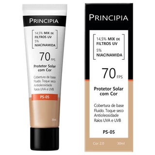 Principia Protetor Solar PS-05 Cor 2.0 c/ 14,5% Mix de Filtros UV + 5% Niacinamida FPS 70 - 30ml em Oferta na Shopee