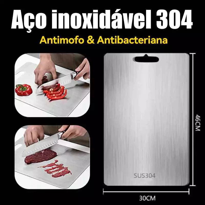 Tábua De Corte 304 Aço Inoxidável Antibacteriana À Prova De Mofo 46 cm tábua de cozinha | Shopee Brasil