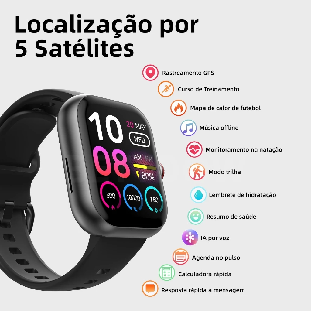 Smartwatch Bettdow Fb055 1.85 Esportivo Ia Música Gps 3atm
