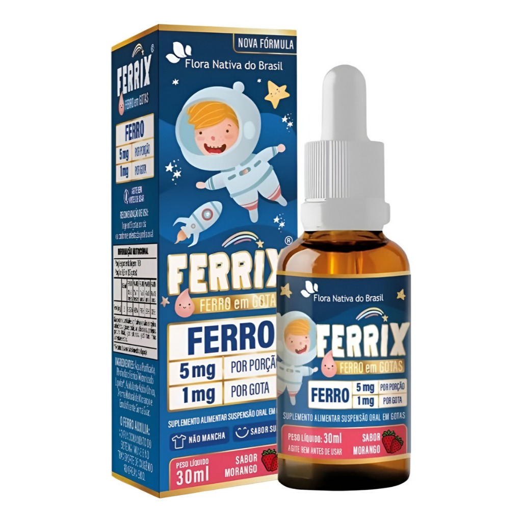 FERRIX (Ferro 5mg/porcao) Suplemento Infantil de Ferro em Gotas Sabor ...