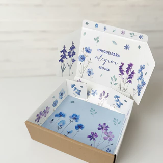 Caixa de Papelão Floral Premium 20x16x7cm E-Commerce Sofisticada Envios Presente Roupas Artesanato Doces Cosméticos