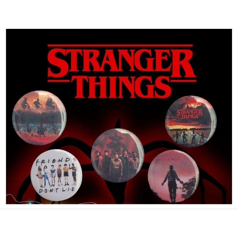 Botton Stranger Things/ buttons/broches (3,2cm/4,4cm) | Shopee Brasil