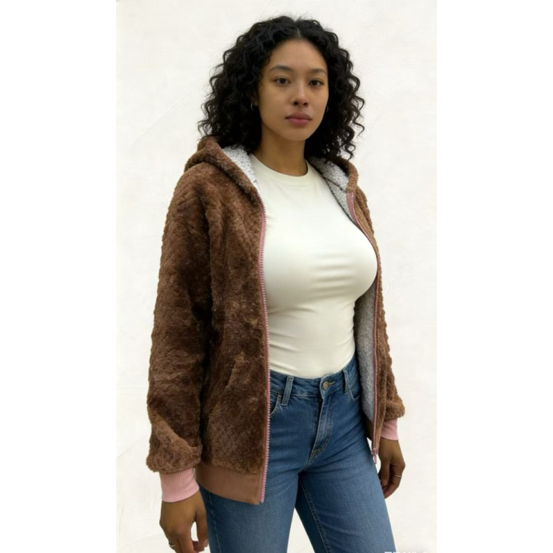 JAQUETA CASACO FEMININO PELINHO DENTRO DE ZIPER CAPUZ NO2325