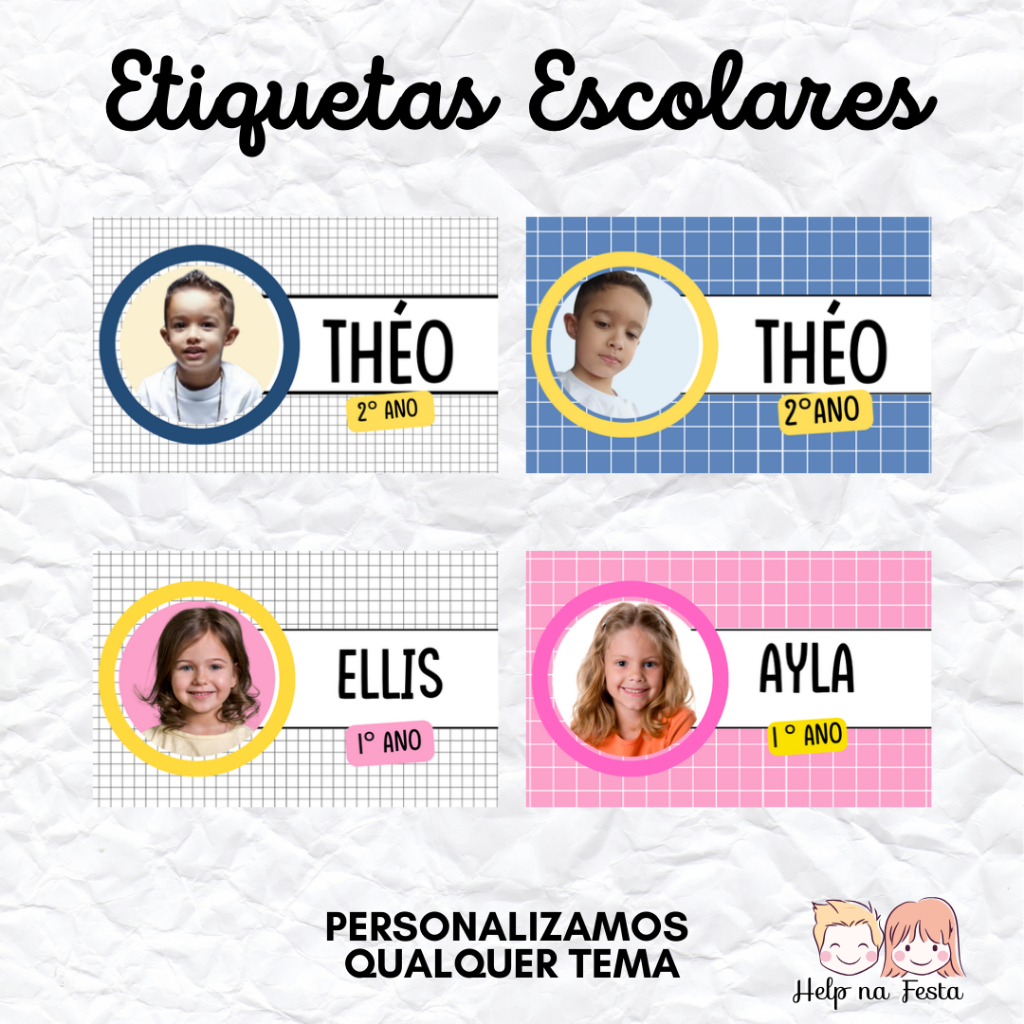 Etiquetas Escolares com Foto da Criança - Kit com 60 Etiquetas | Shopee ...