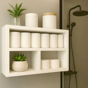 Nicho com Prateleira de MDF branco para Banheiro e Organização em Oferta na Shopee