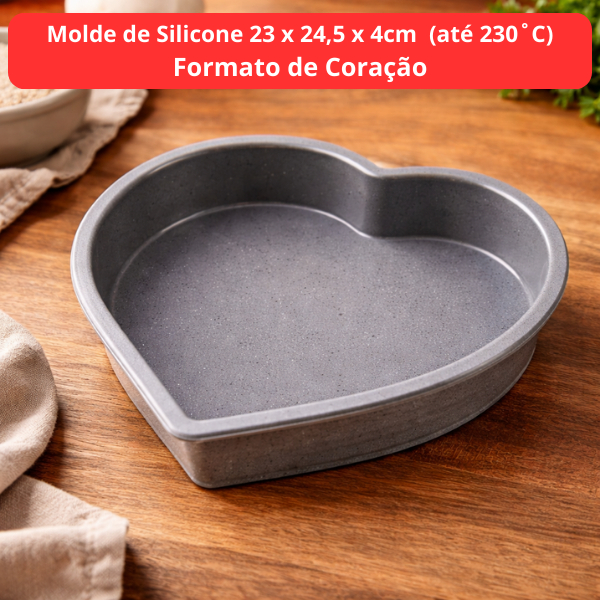 Forma de Silicone em Formato de Coração 23x24,5cm – Ideal pa