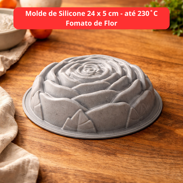 Forma de Silicone em Formato de Flor 24cm – Ideal para Bolo,