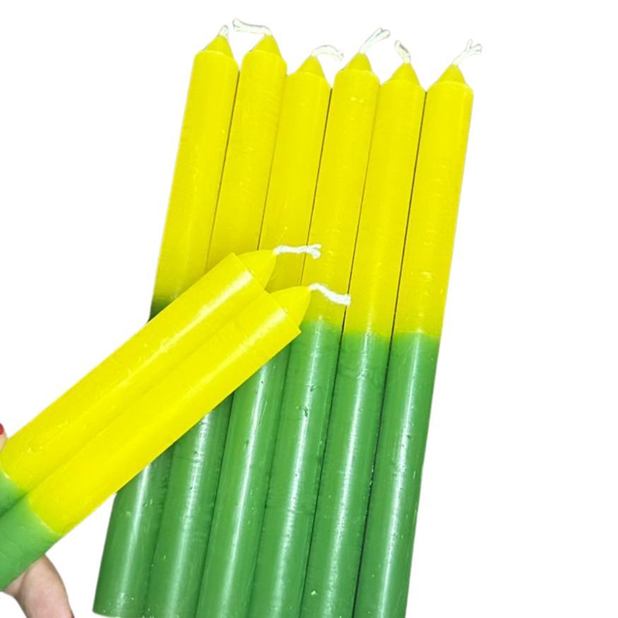 Vela palito amarela e verde - meio Kg com 16 unidades de 18 Cm em Oferta na Shopee