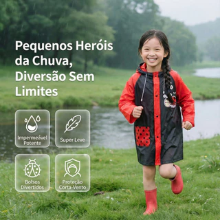 Capa de chuva poncho infantil menino menina com capuz e bolsos PVC poncho INF39A em Oferta na Shopee