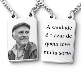 Colar Escapulário Aço Inox 2 Placas Personalizado com Texto e Foto Gravadas