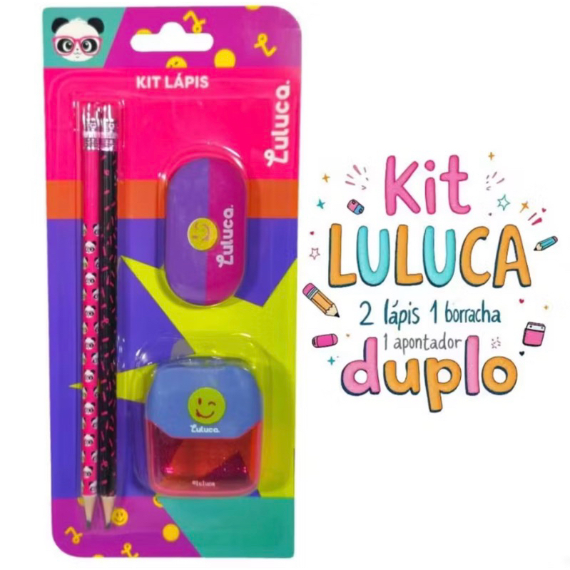 kit Lápis borracha e apontador Luluca | Shopee Brasil