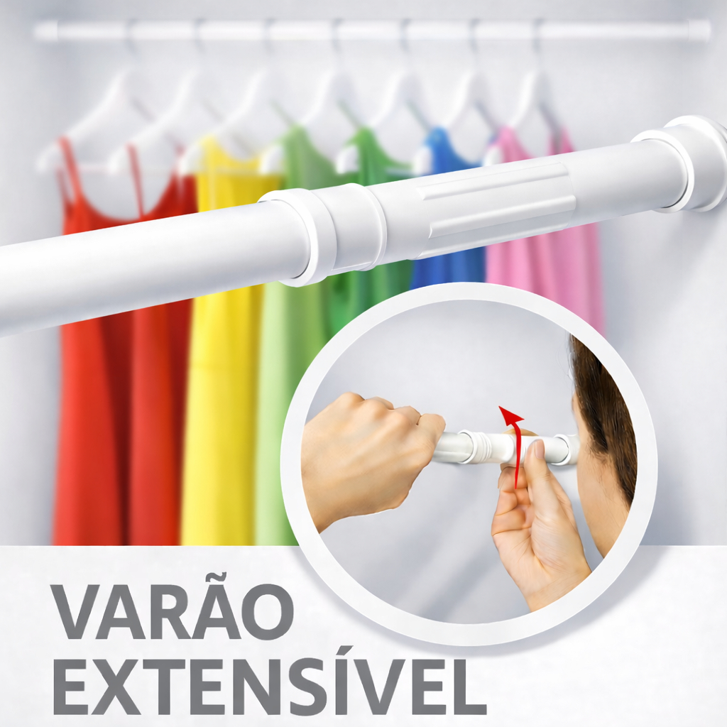 Varão Extensível Ajustável De 45cm a 1,50m Cortina Box Banheiro Sem ...